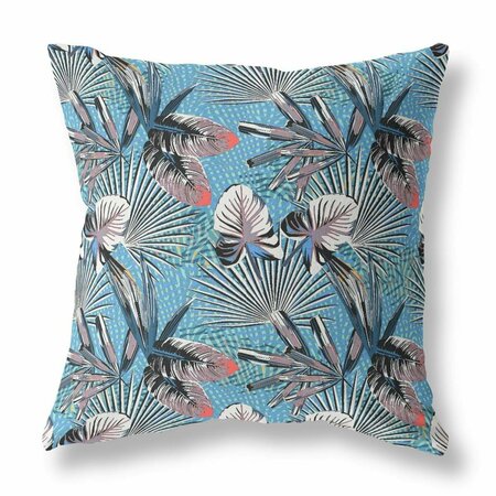 PALACEDESIGNS 18 in. Tropical Indoor & Outdoor Throw Pillow Black & Blue PA3095453